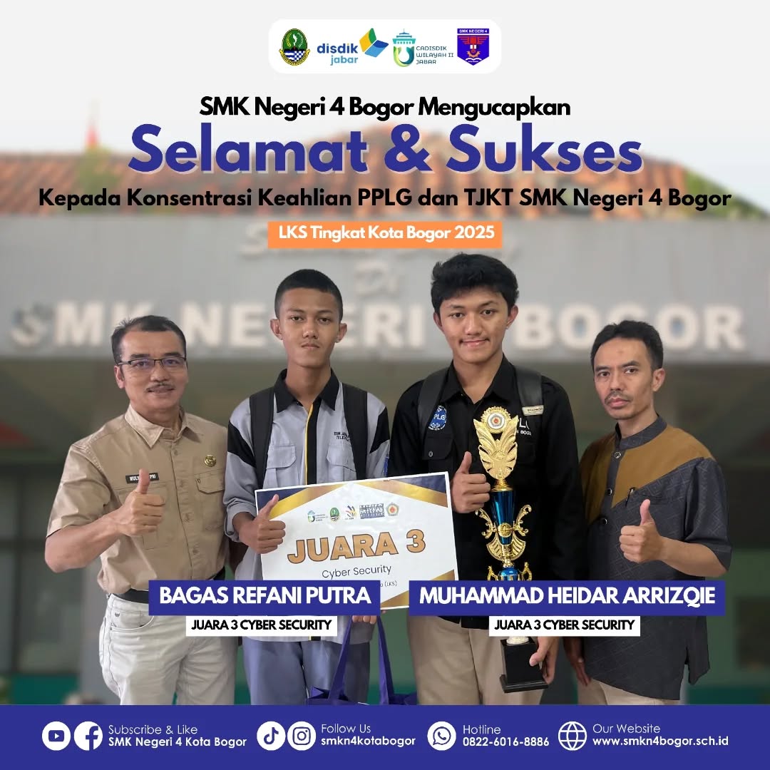 Dua Siswa SMKN 4 Bogor Raih Juara 3 LKS Cyber Security